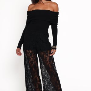 Alina Lace Pant Set - Black