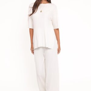 Alix Ribbed Knit Set - Cream
