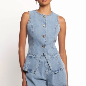 Almana Denim Short Set - Medium Blue