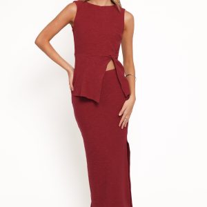 Beatrice Maxi Skirt Set - Berry