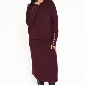 Bridget Maxi Skirt Sweater Set - Maroon
