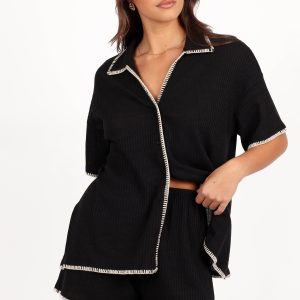 Essen Knit Shirt Set - Black Cream