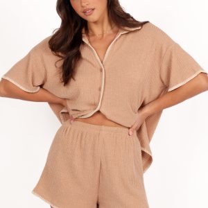 Essen Knit Short Set - Mocha Cream