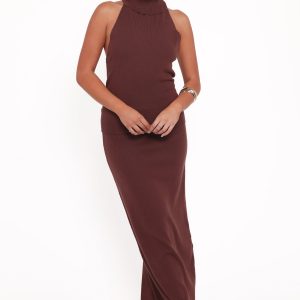 Halley Knit Halter Skirt Set - Brown