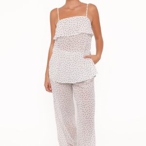Hazel Pant Set - Cream Polka Dot