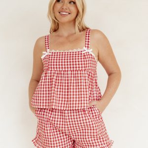 Isidore Gingham Short Set - Red