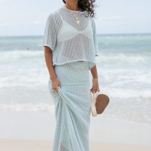 Kinnie Knit Skirt Set - Light Blue
