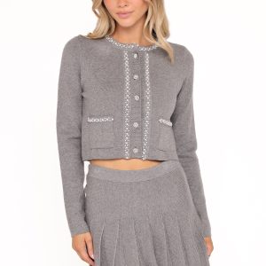 Lumi Pleated Skirt Sweater Set - Grey