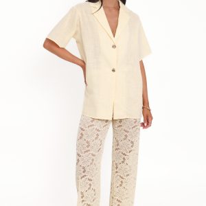 Mindy Lace Pant Set - Yellow