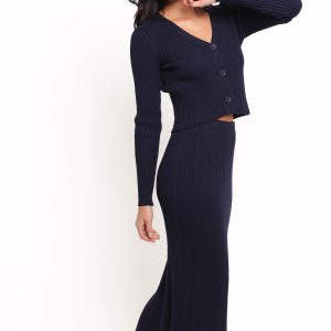 Neya Knit Skirt Set - Navy