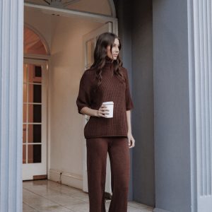 Remii Knit Pant Set - Chocolate