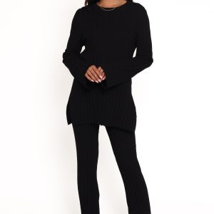 Silvie Long Sleeve Knitted Set - Black