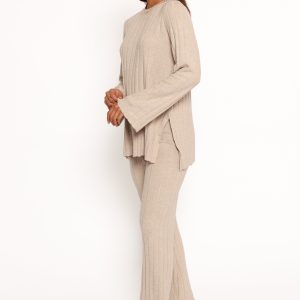 Silvie Long Sleeve Knitted Set - Oatmeal