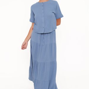 Sophia Skirt Set - Denim Blue