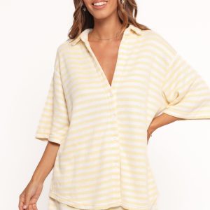 Sunny Knitted Short Set - Yellow Stripe