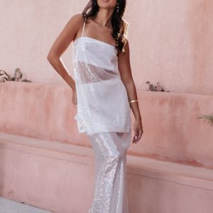Vienne Sequin Skirt Set - White Sequin
