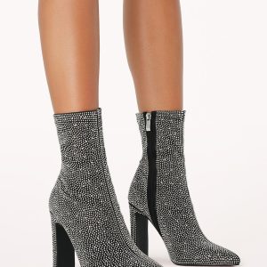 Brittany Ankle Boot - Black Rhinestone