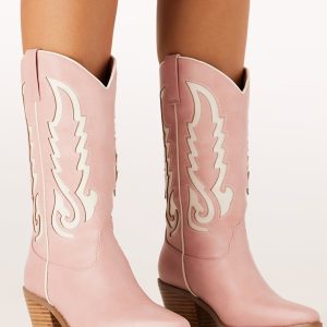 Norva Cowboy Boots - Pink/Ivory
