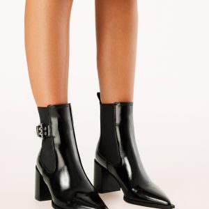 Sevara Booties - Black Crinkle Patent