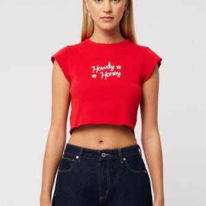Abrand 90s Rib Cut Off Tee - Red