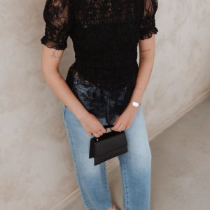 Adeline Peplum Top - Black