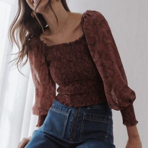 Alberta Top - Burgundy Paisley