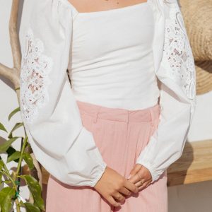 Angelica Long Sleeve Top - White