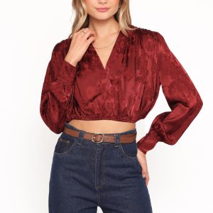 Bowman Cropped Blouse - Wine