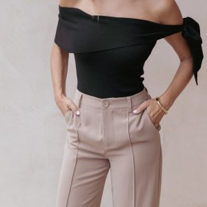 Charama Off Shoulder Knit Top - Black