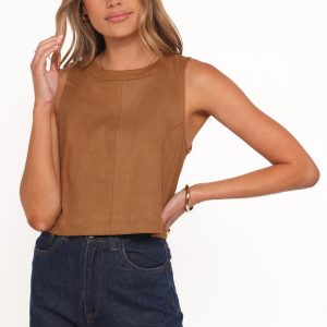 Charles Faux Sueded Top - Camel