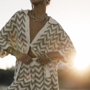 Cherie Knit Shirt - Gold White