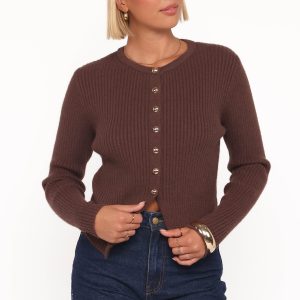 Circe Cardigan Top - Chocolate
