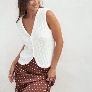 Davis Knit Vest - White