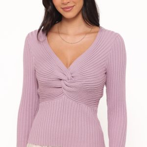 Demi Twist Detail Knit Top - Lavender