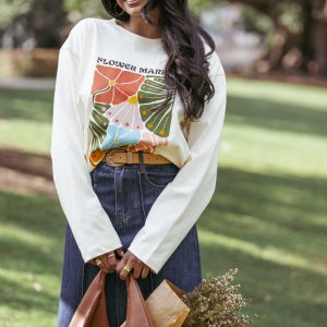 Flower Market Long Sleeve Tee - Cream