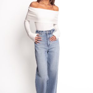 Inora Off Shoulder Knit Top - White