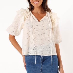 Iris Ruffled Top - Cream