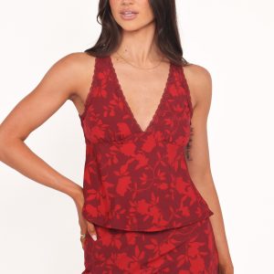 Kelso Top - Burgundy Floral