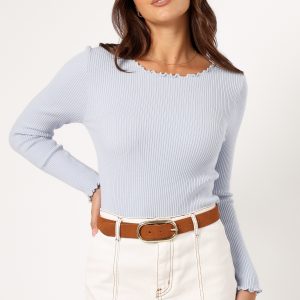 Kya Knit Top - Light Blue