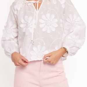 Leire Embroidered Blouse - White