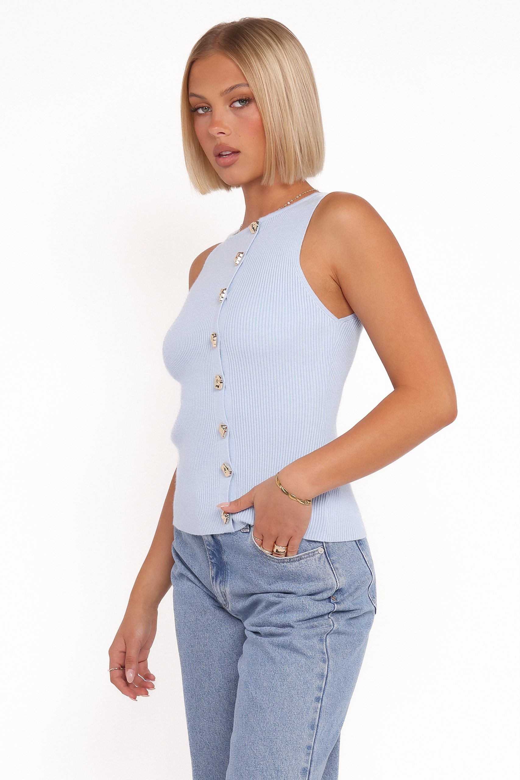 Lysa Knit Vest Top - Blue - Image 5