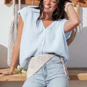 Mariana Knit Vest - Pale Blue
