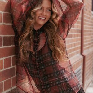 Marni Organza Top - Red Plaid