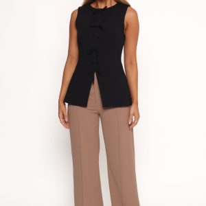 Milani Bow Knitted Top - Black