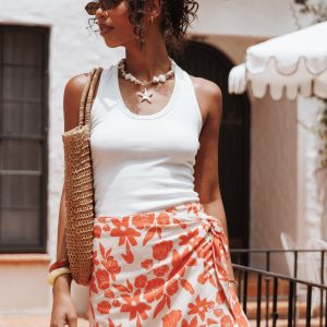 Miles Racerback Rib Knit Tank Top - White