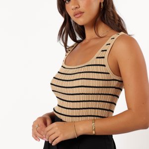 Milla Knit Top - Beige Black