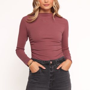 Nissa Long Sleeve Top - Chocolate Cherry