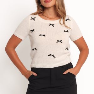 Rachel Knit Top - Cream Black
