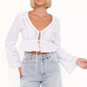 Reed Long Sleeve Top - White