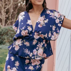 Ricki Top - Navy Floral